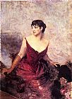 Seated Canvas Paintings - Countess de Rasty Seated in an Armchair